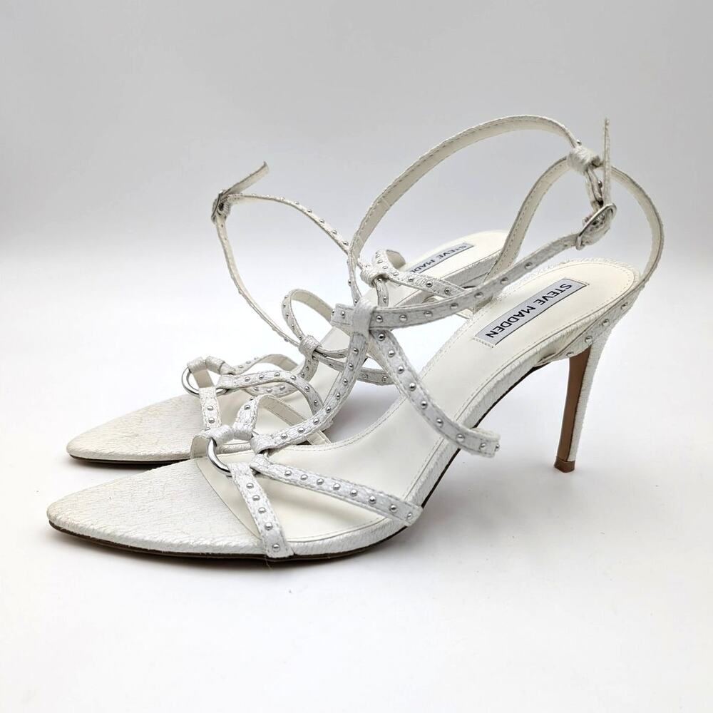 Steve Madden White Studded Strappy Sandals